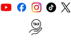 YouTube, Facebook, Instagram, Tiktok, and X social media logos